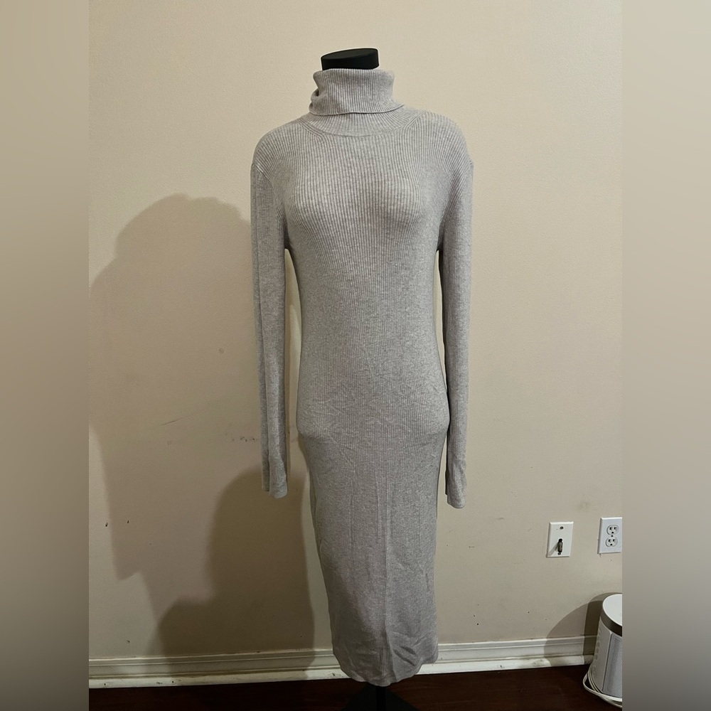 Express Light Gray Long Sleeve Turtleneck Dress